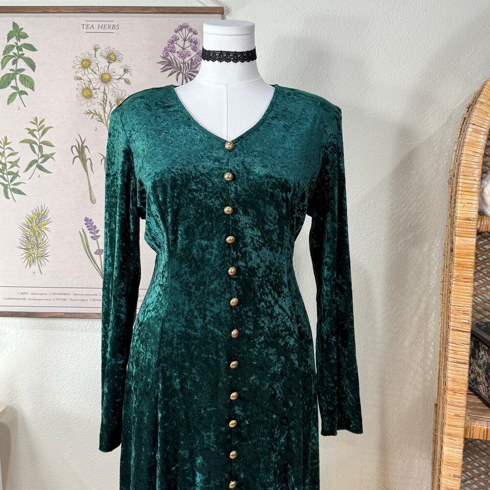 Vintage 80 90s Velvet Lace Up Back Dress Whimsigoth Witchy Romantic Goth Fairy M - Picture 3 of 6